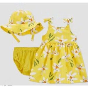 Carter's Just One You Baby Girls Floral Dress With Hat / No Diaper Cover.Size 9m